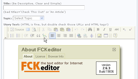 nukeWYSIWYG featuring FCKeditor 2.6.3